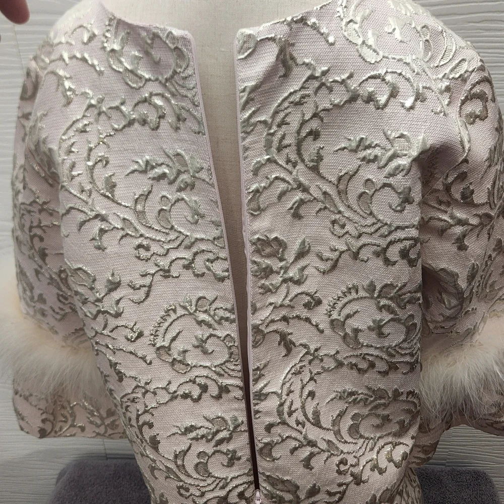 Halabaloo Dress Bell Sleeves Faux Fur Light Pink Silver Detail Read Description